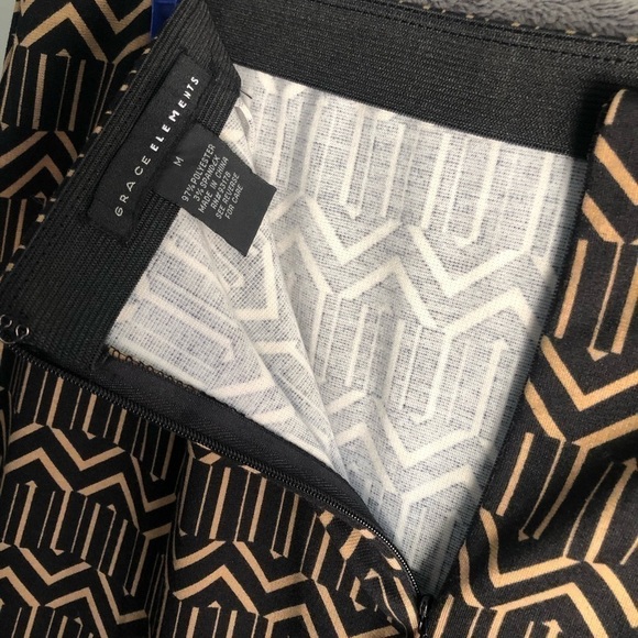 𝅺GRACE Elements Black and tan zigzag‎ design pencil skirt size medium S1129 - Picture 4 of 8